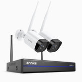 WS800 - 8MP Ultra HD 8-Kanal Funk Überwachungssystem Set mit 2 Kameras, 2,4/5,8 GHz Dual-Band WiFi Pro, Menschenerkennung, Zwei-Wege-Audio, Nachtsicht, kompatibel mit Alexa